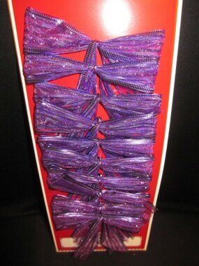 10 Purple Wire Edge Glitter Christmas Gift Bow Indoor Outdoor Wreath Package